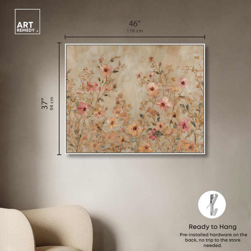 «Ochre Garden I Farmhouse» par Art Remedy, H 36 po x l 30 po, Cadre blanc
