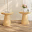 Tables de chevet modernes de 50 cm (19,7 po), table d'appoint ronde de style milieu du siècle avec grain de bois massif, bois clair-80795900