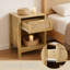 Ensemble de 2 tables de chevet en rotin avec tiroir et tablette, tables de chevet Boho pour chambre à coucher et salon, tables de bout peu encombrantes avec rangement