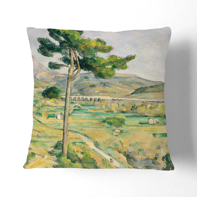 Mont Sainte-Victoire Viaduct Square Throw Cushion, 55cm H x 55cm W x 20cm D, Stone