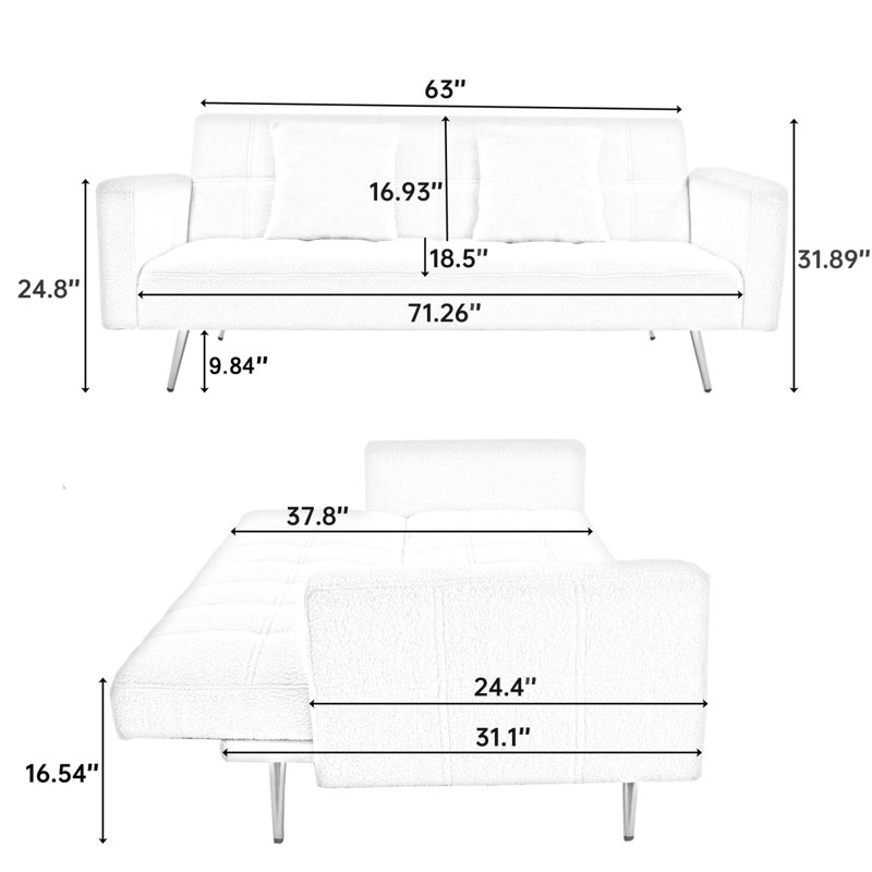Canapé-lit 71,7 po, Blanc
