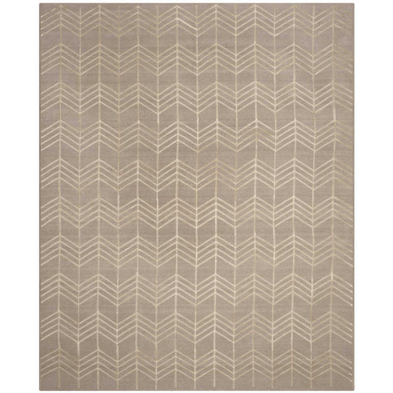 Tapis de zone beige en laine handwoven à tissage plat Thelonius, Rectangle 8 pi x 10 pi