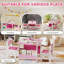 AIYAPLAY Kids Table and Chair Set with Bookshelves, 2 Chairs 3 Pieces Pink