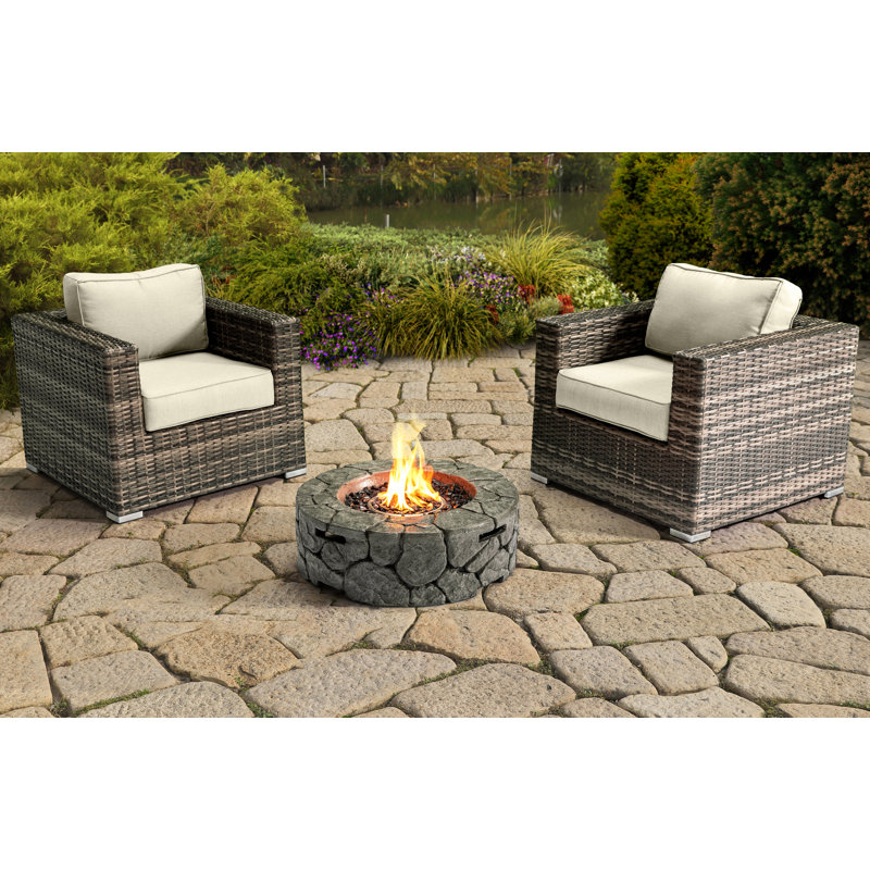 Ensemble de conversation pour 2 personnes avec foyer et coussins Sunbrella Dustie, Sunbrella toile