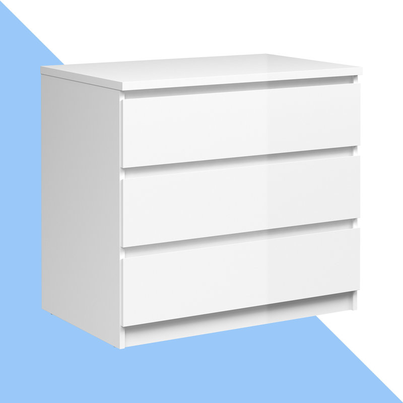 Caton 3 - Drawer Chest of Drawers, White High Gloss