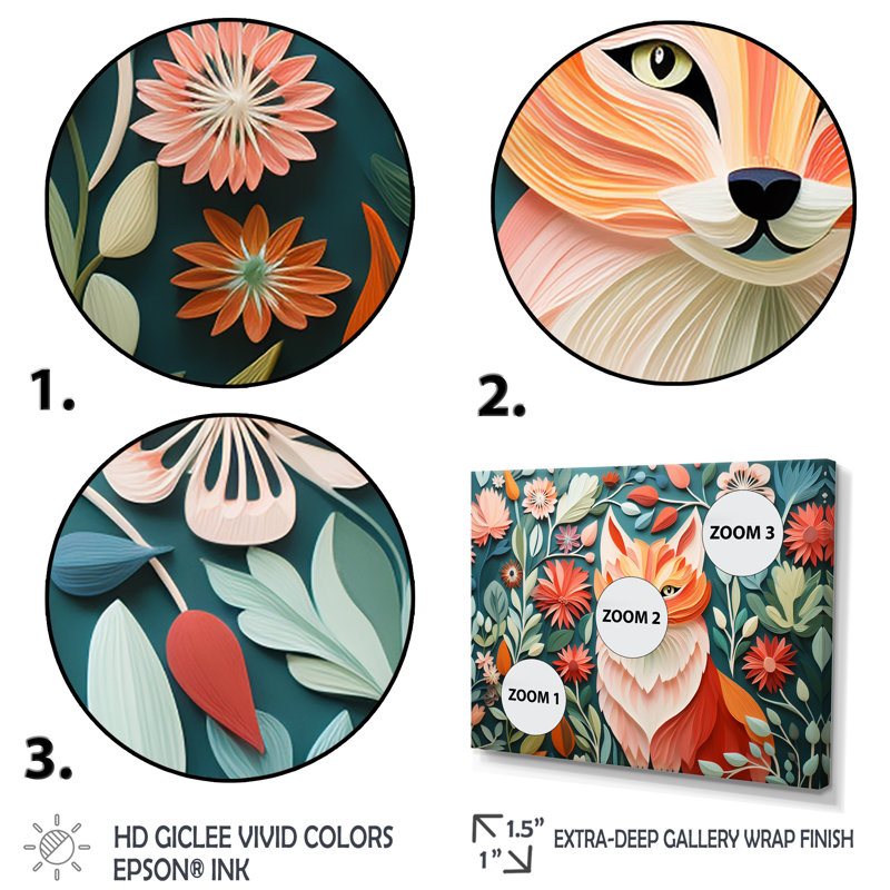 Art mural orange et renard orange dans un matelas II - renard, Cadre de coin blanc fermé, H 30 po x l 40 po x P 1,5 po