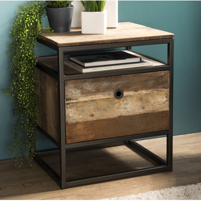 Workman Solid Wood Top Frame Square Side Table