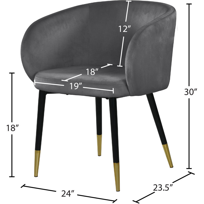 Analeah 18'' H Velvet Upholstered Armchair, Grey Velvet