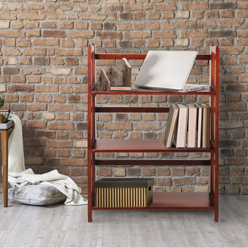 Bibliothèque étagère en bois massif H 38 "x l 27,5" Saruf, Noyers, (3 tablettes) H 38 po x l 27,5 po x P 11,5 po