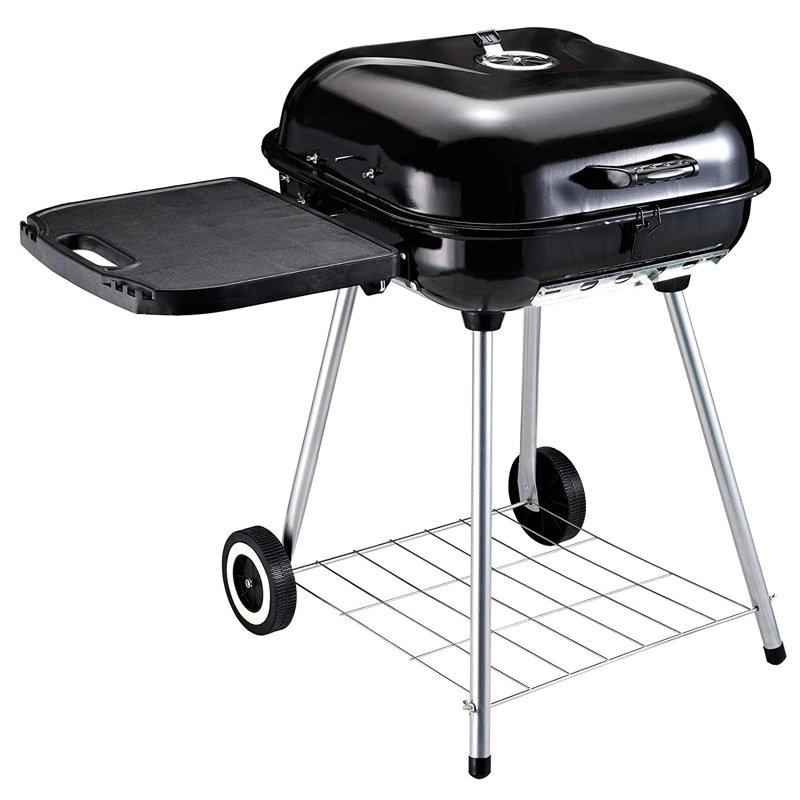 Barbecue Charocal Outsunny en acier de 21 po avec roue portative, plateau latéral et tablette inférieure pour barbecue extérieur pour le jardin, la cour arrière, la piscine