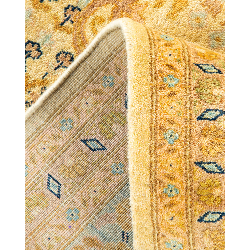 Tapis ivoire en laine noué à la main de conception unique 8 pi 3 po x 10 pi 3 po Keenan
