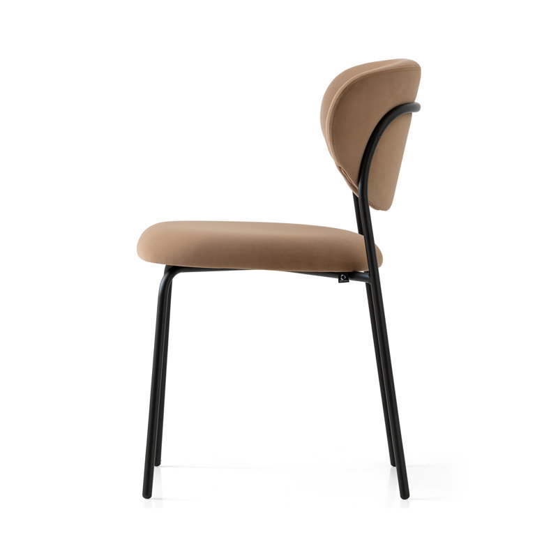 Cozy Upholstered Chair with Metal Frame, Burgundy, Matt Black