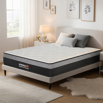 Springfit 8-inch mattress in a box, medium plush feel, bonnell spring system with high density foam, breathable knitted cover - Queen