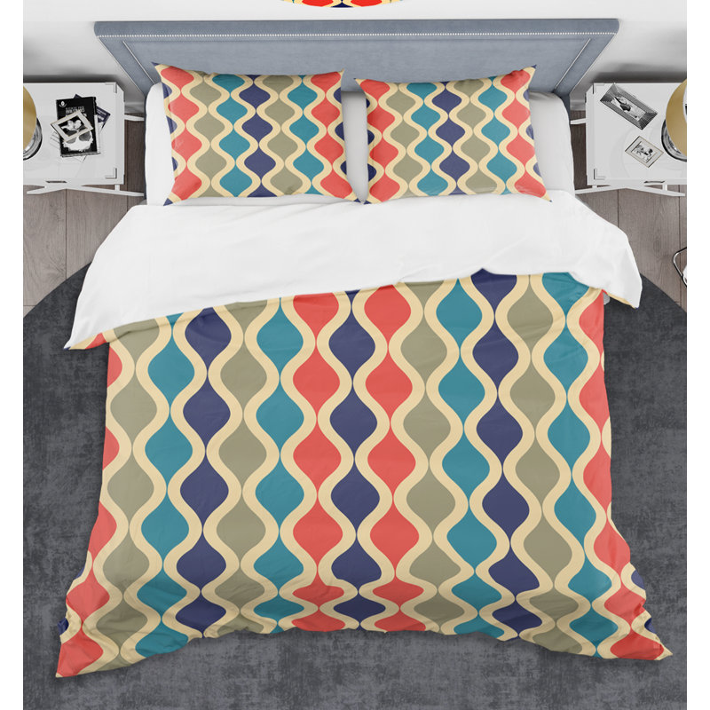Ensemble de housse de couette mid-century , Housse de couette très grand + 2 taies décoratives