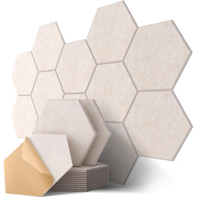Ensemble de 12 panneaux muraux insonorisants, panneaux insonorisants hexagonaux, 12 po x 10 po x 0,4 po pour panneaux muraux et plafonds décoratifs (ensemble de 12)