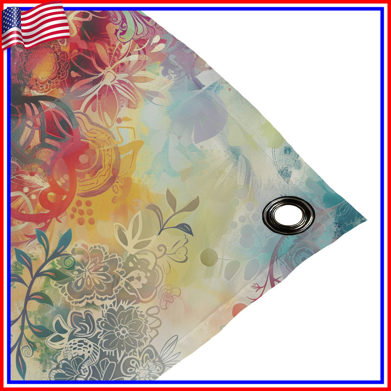 Tapisserie florale - Art mural, H 68 po x l 80 po avec 4 œillets