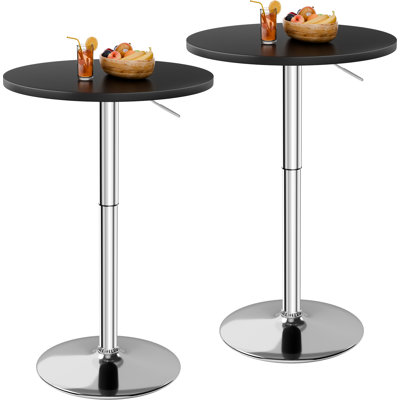 Adjustable Height Round Bar Table, Bistro Pub Table, Swivel Dining Table with Chrome Base