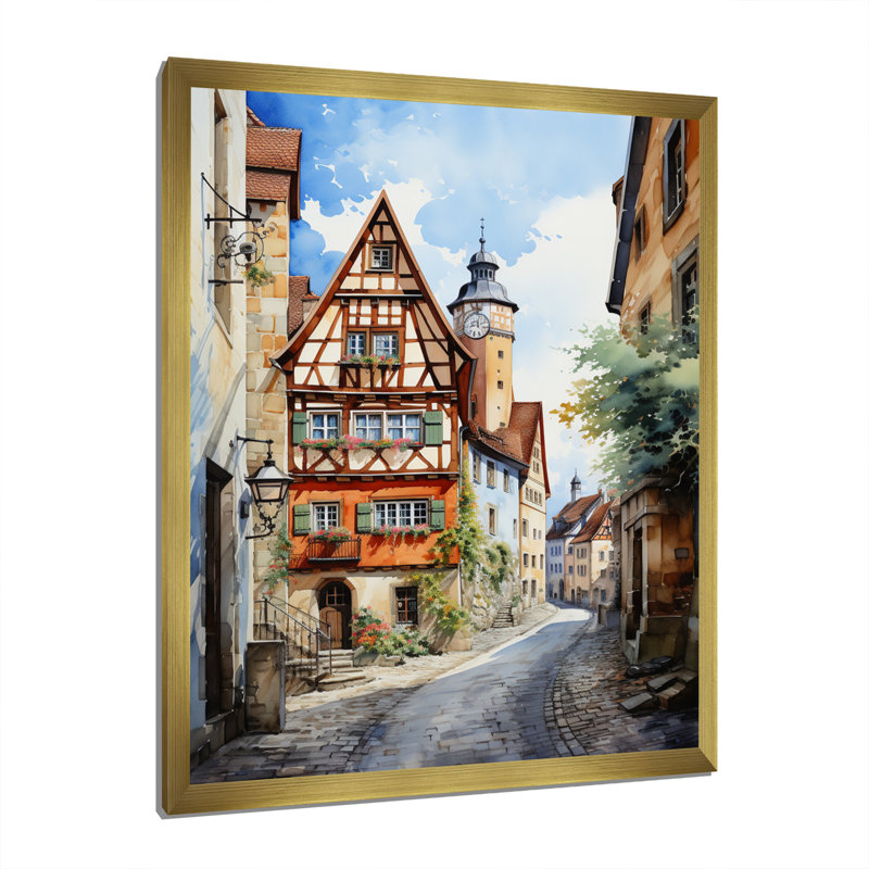 Laverham Allemagne Rothenburg Street I, H 32 po x l 16 po x P 1 po, Encadrement doré