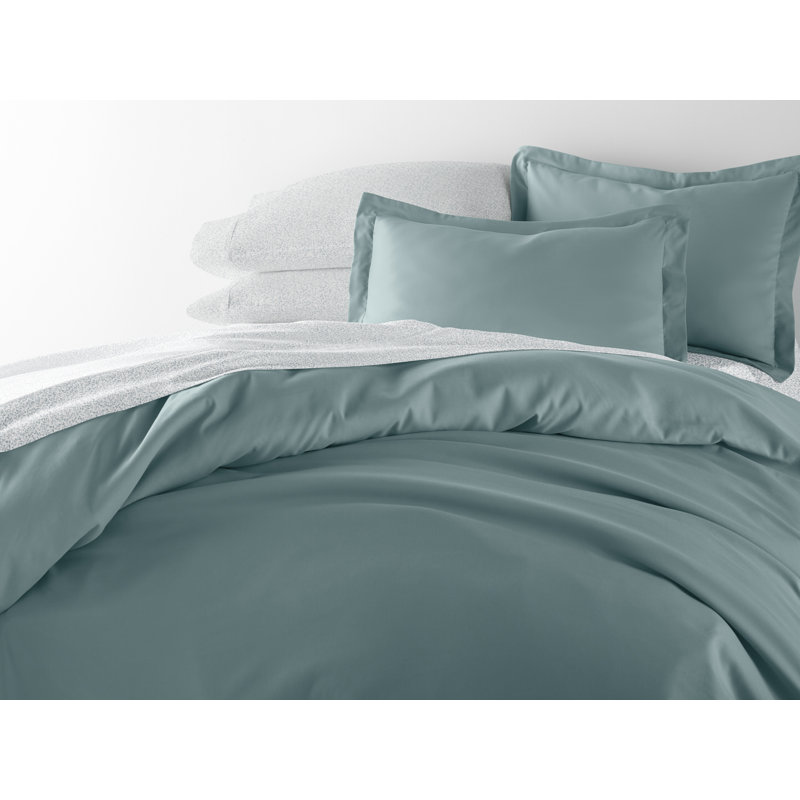 Full/Queen Blue Floral Polyester Bedding Bundle with Duvet Cover and Sheets