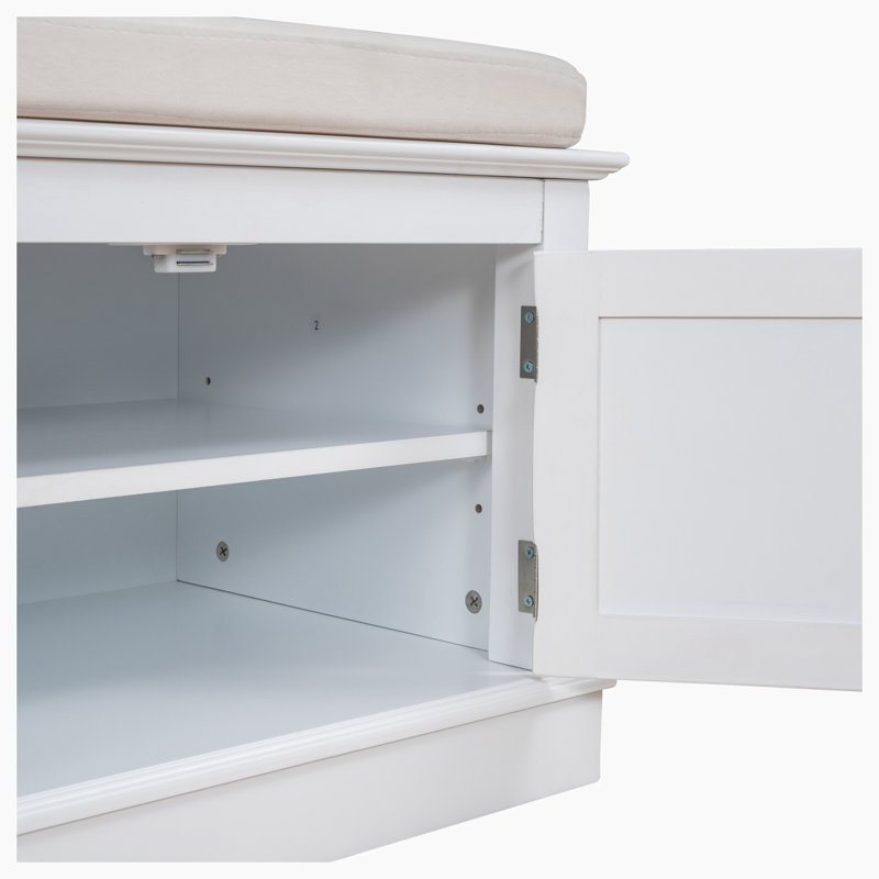 8 Pair Solid Wood Shoe Storage Bench, White