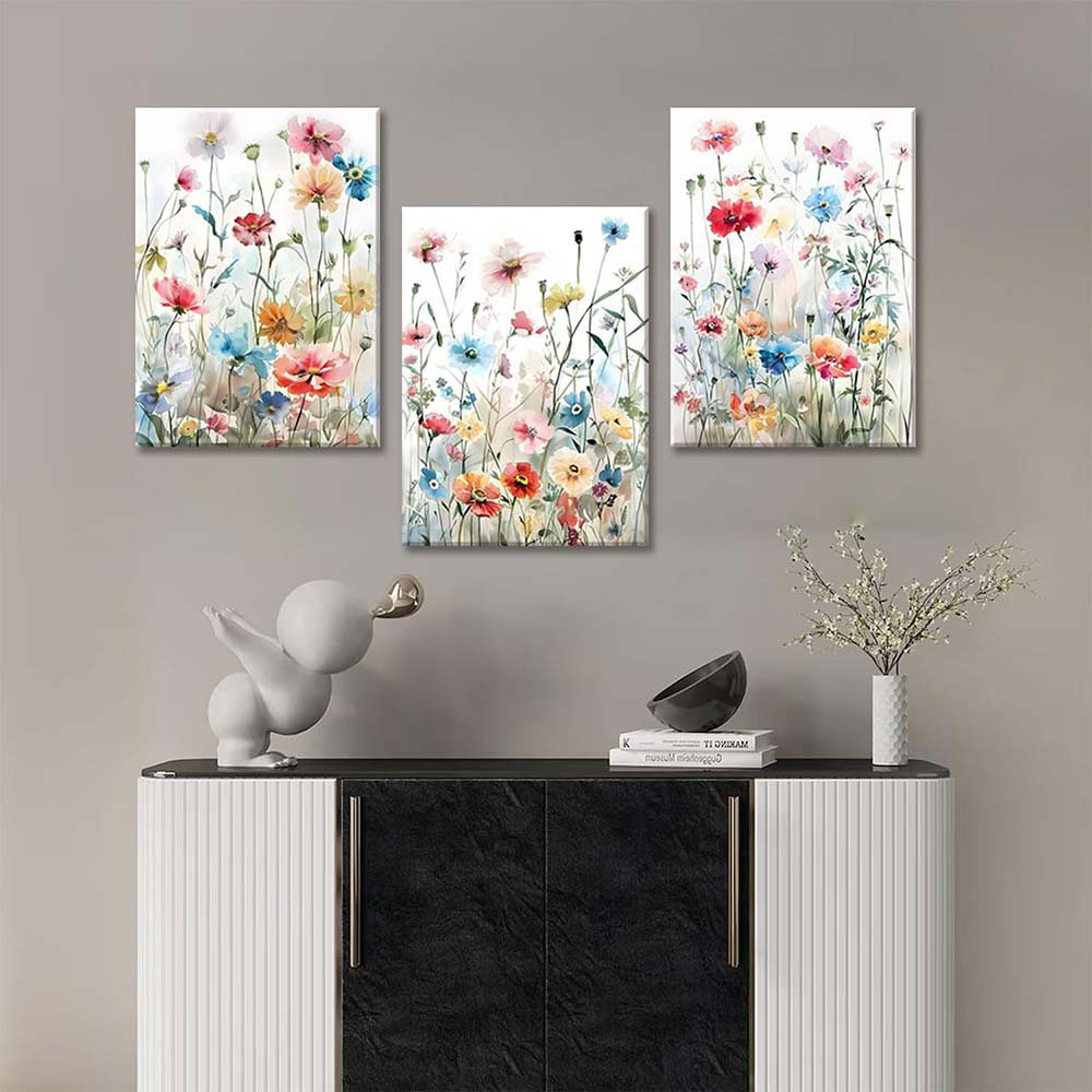 Latitude Run® Wall Art Set Of 3 Flowers Pictures Prints Flowers ...