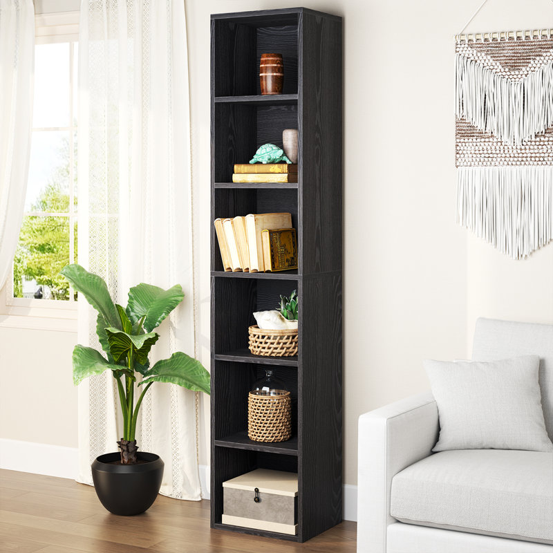 Jaley 71.5"H,Modern Storage 6-Tier Bookshelf, Black