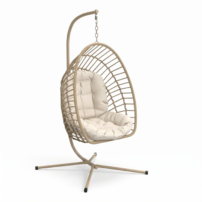 Fauteuil à œufs suspendu avec support, adapté à une utilisation intérieure et extérieure, Beige, Individuel