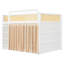 Lit superposé double avec tablette de rangement à 3 niveaux, décor en rotin, rideaux et lumières d'intimité, cadre de lit superposé en bois moderne - blanc