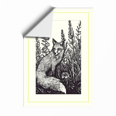 Fox Among Wildflowers Botanical - Framed Print
