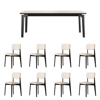 Élégante table et chaises de salle à manger en bois de frêne