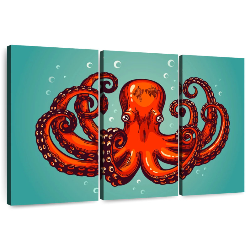 Mighty Red Octopus, 28" H x 45" W