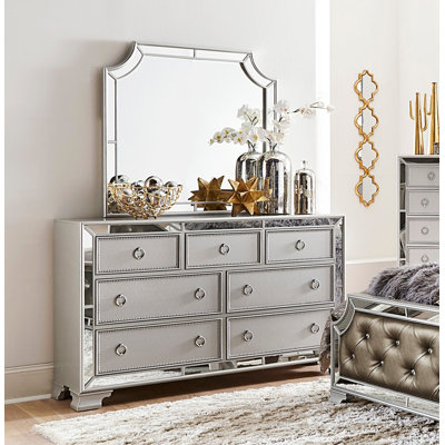Miroir biseauté 7 tiroirs commode 1 pièce