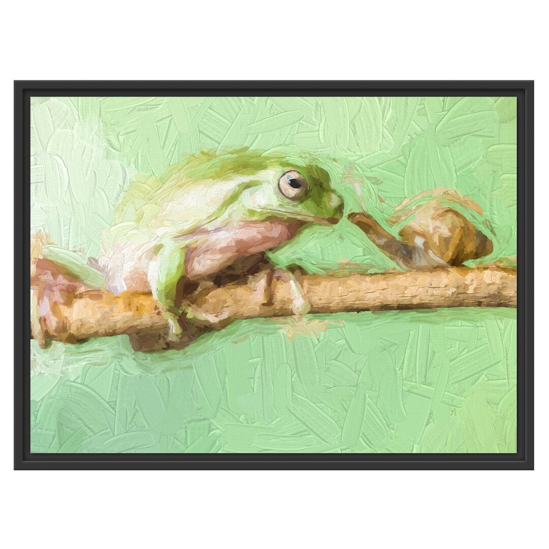 Gerahmtes Poster Der Frosch und die Schnecke