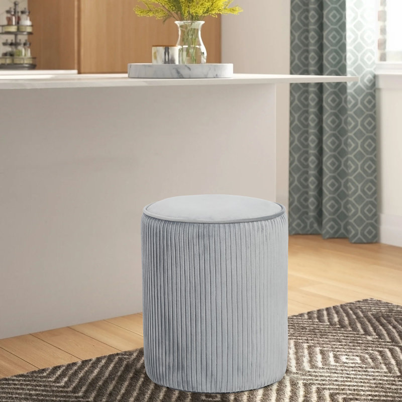 Quanecia Velvet Ottoman, Gray Velvet