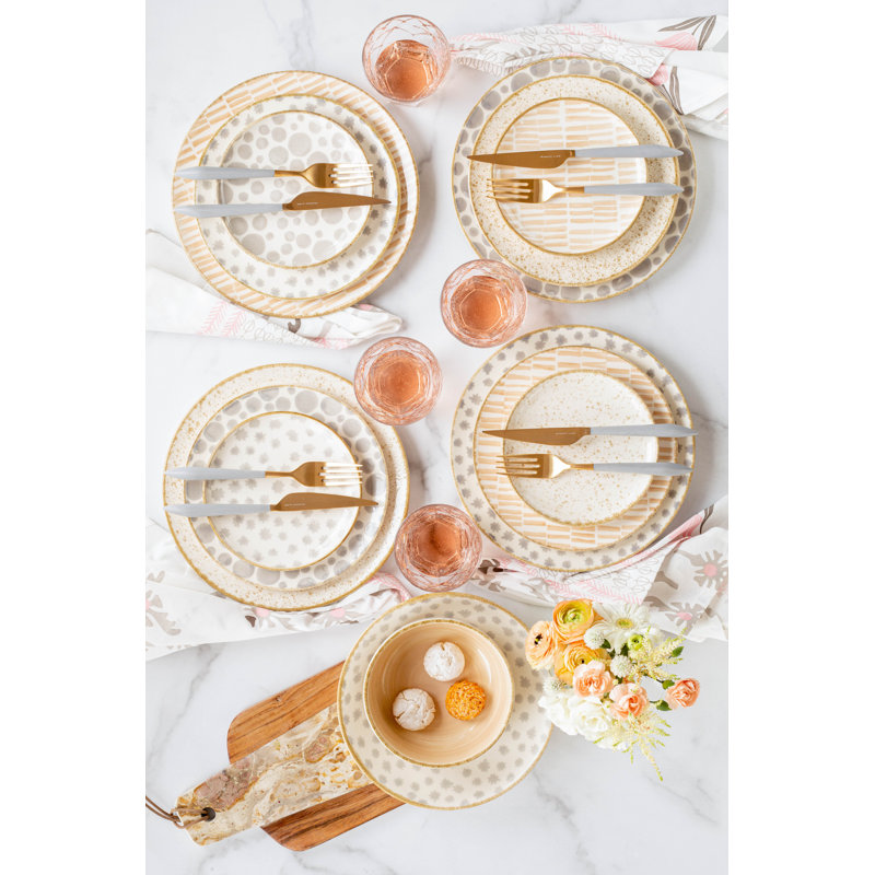 Ares 5 - Piece Stainless Steel Flatware Set - Service for 1, Gold/Black