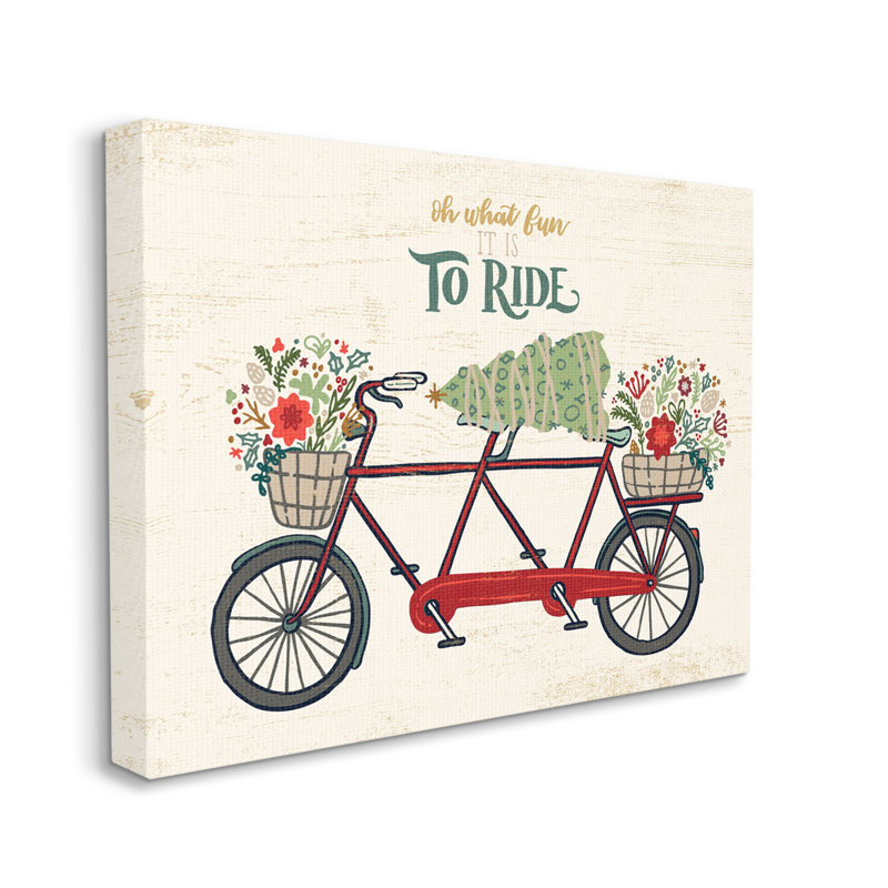 Vélo tandem «Oh What Fun Christmas Sentiments», H 24 po x l 30 po, Toile tendue