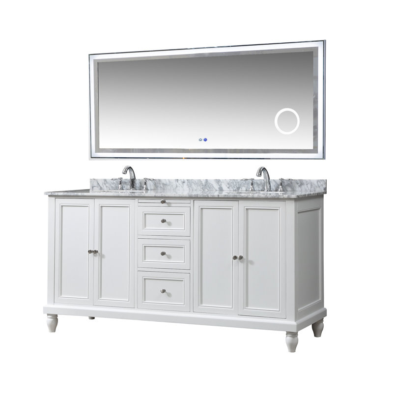 70'' Double Bathroom Vanity with Marble Top