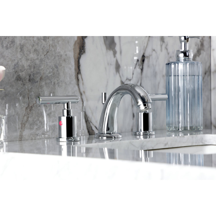 Kingston Brass Manhattan Two-Handle 3-Hole Deck Mount Widespread Bathroom Faucet with Retail Pop-Up Drain