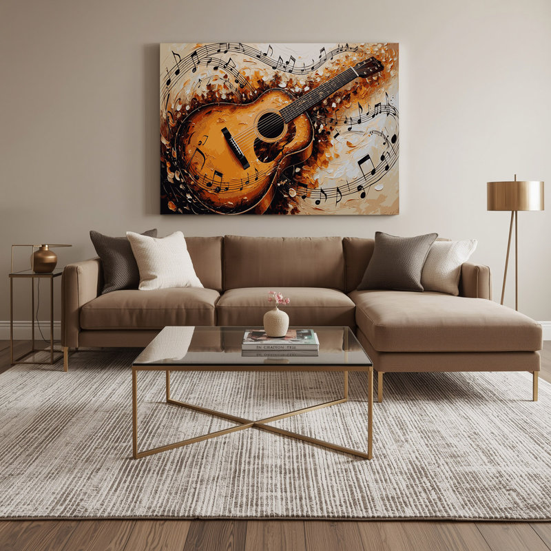 Art musical sur toile beige, H 11 po x l 14 po