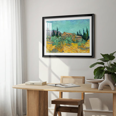 Ferme au milieu des oliviers-Vincent van Gogh - reproduction encadrée avec passe-partout et verre - 1889