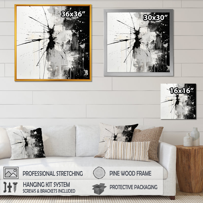Art mural abstrait sur toile Minimalisme, Cadre simple noir, H 30 po x l 30 po x P 1 po