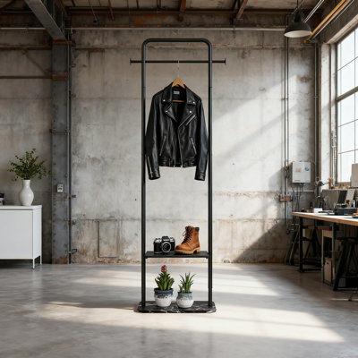 Portemanteau autoportant avec base en marbre épais, support à vêtements en métal pour vestes, sacs à main, vestibule et vestibule
