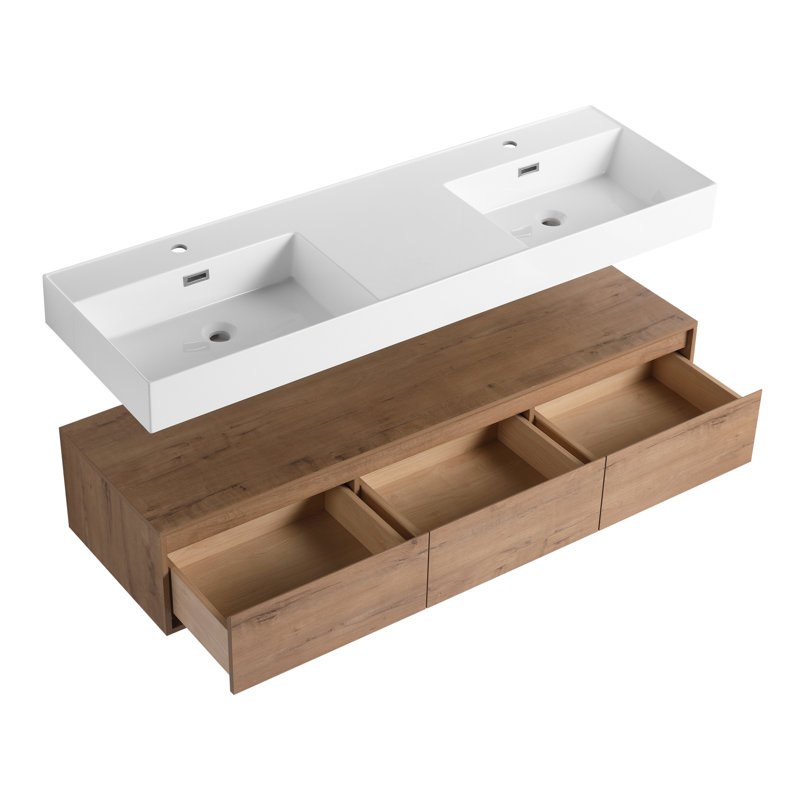Meuble-lavabo moderne en contreplaqué à fermeture douce pour des espaces de salle de bain élégants