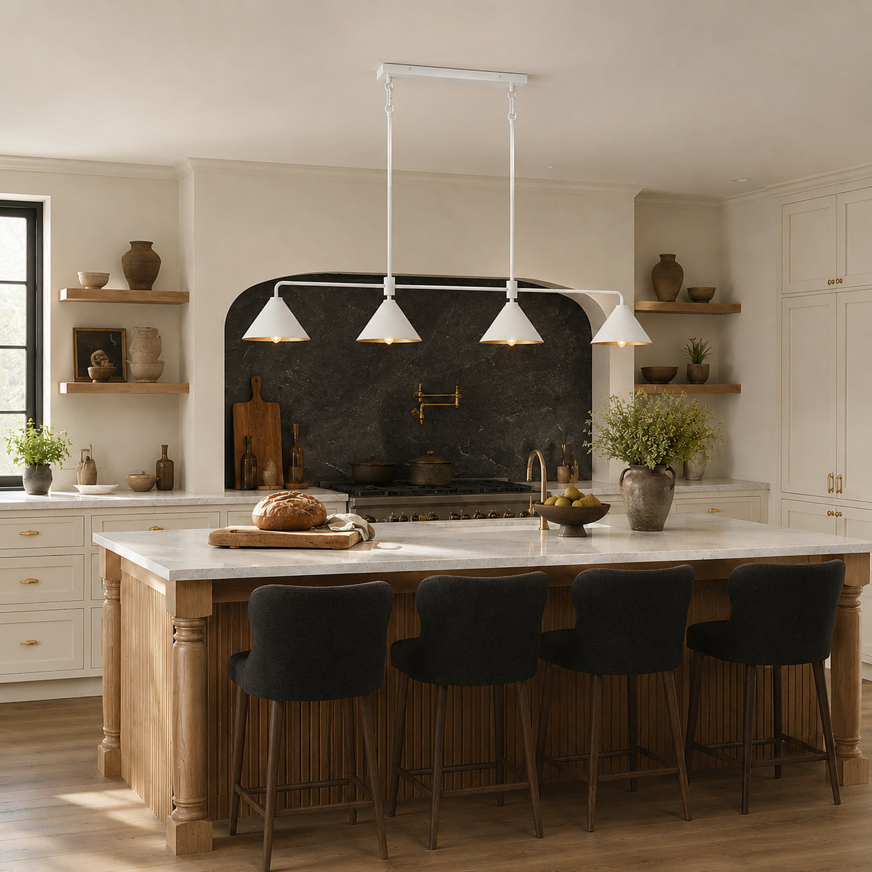 4 - Light Metal Chandelier, White