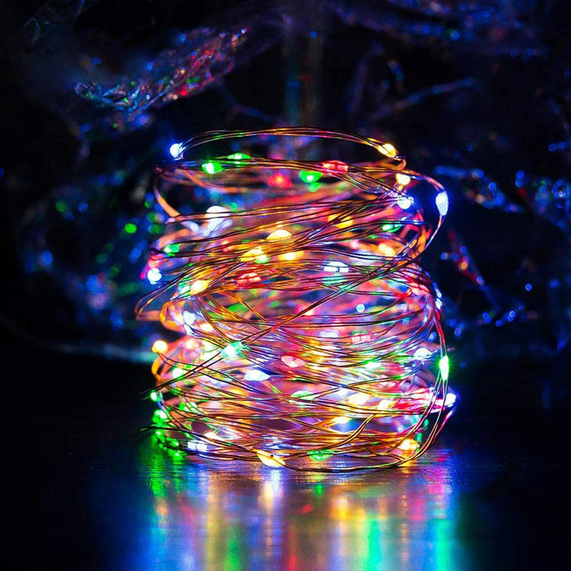 Cadarrah Outdoor 100 - Bulb 33'' Solar Powered Mini String Light, Multicolor