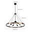Grand lustre noir 6 lumières 31,5 pouces en métal pour îlot de cuisine