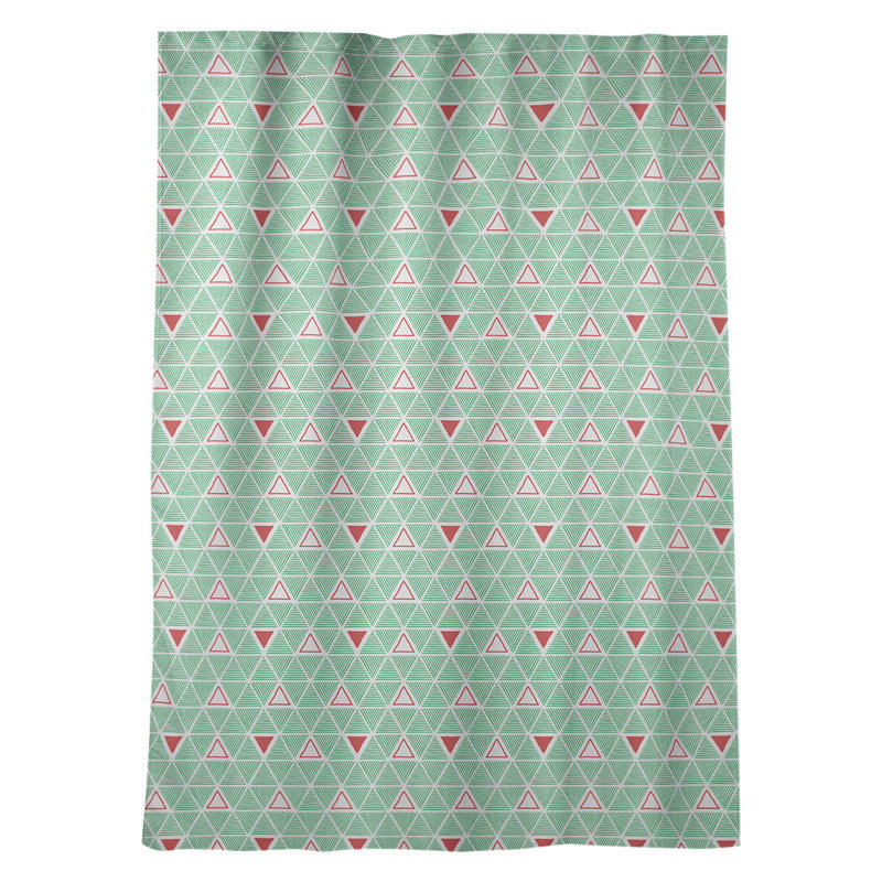 Classic Hand Drawn Triangles Geometric Room Darkening Thermal Rod Pocket Single Curtain Panel, Green/Red