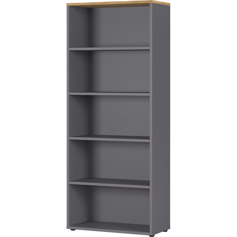 Miabella 196.5cm H x 80cm W Standard Bookcase, Graphite/Oak