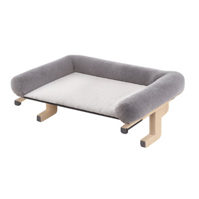 Cat Window Perch for Window Sill, Hardwood Cat Hammock with Washable Bolster Bed and Metal Frame for Indoor Cats