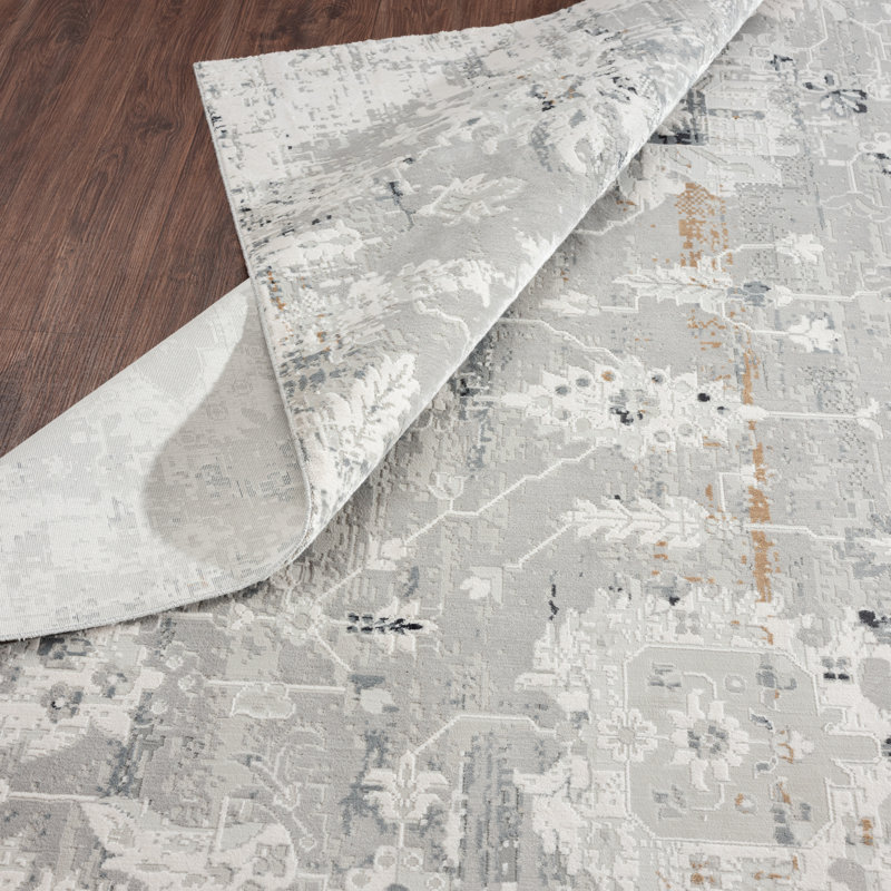 Hublersburg Floral Area Rug in Gray, Runner 2'6" x 8'